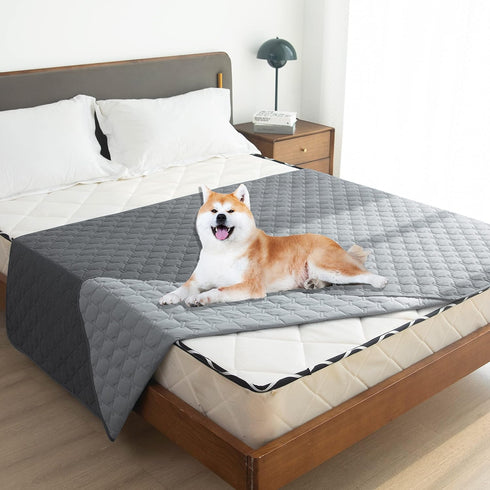 gogobunny 100% Double-Sided Waterproof Dog Bed Cover, Reversible Pet Blanket for Large Dog Cat, Dark Grey/Light Grey