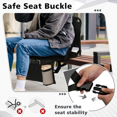Stadium Seats for Bleachers - Soft Cushion with Back Support, Includes Cup Holder & Zipper Pocket
