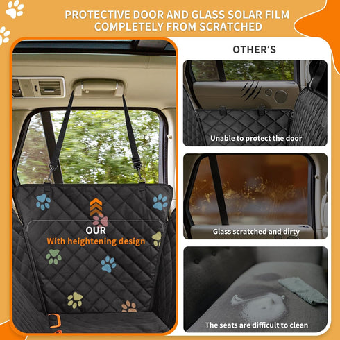 Famstar 100% 600D 6-Layer Hammock Large Dog Car Seat Cover for Back Seat Waterproof Durable Scratchproof Nonslip