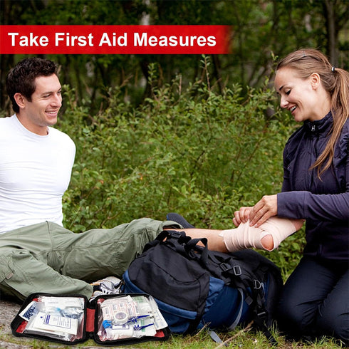 Travel-First Aid-Kit - Car-Home 300PCS Survival-Kit Outdoor-Adventure, Small Portable Red Emergency Essential Sets for