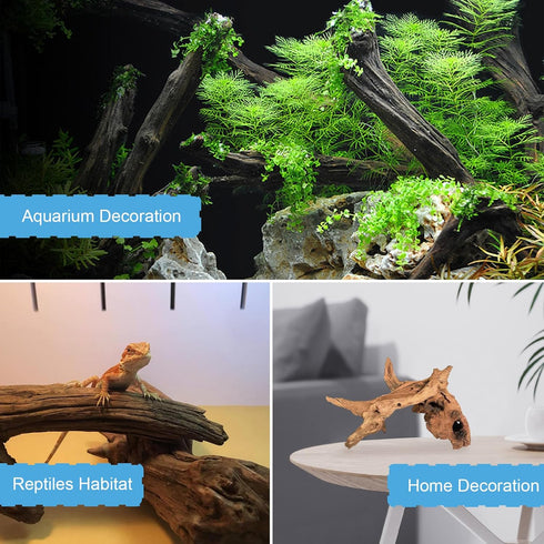 Aquarium Driftwood Natural Decoration, Tree Trunk with Rockery View, Random Shape 5-10cm