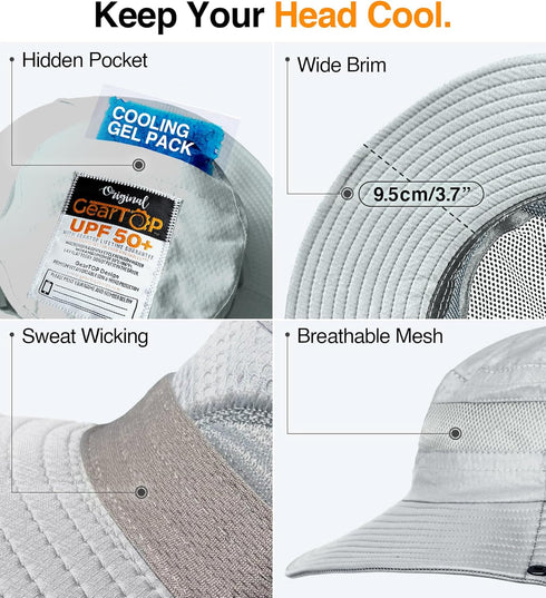 GearTOP Fishing Hat, UPF 50+ Wide Brim Sun Hat for Women Men with UV Protection