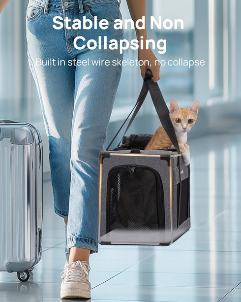12lbs, Airline Approved Cat Carrier, Pet Carrier Soft-Sided, Portable Dog Carrier with Stable Structure, TSA Approved