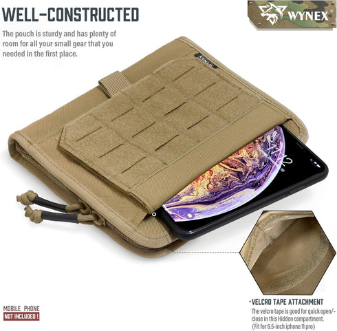 WYNEX Tactical Folding Admin Pouch, Molle Tool Bag of Laser-Cut Design, Utility Organizer EDC Medical Bag Modular