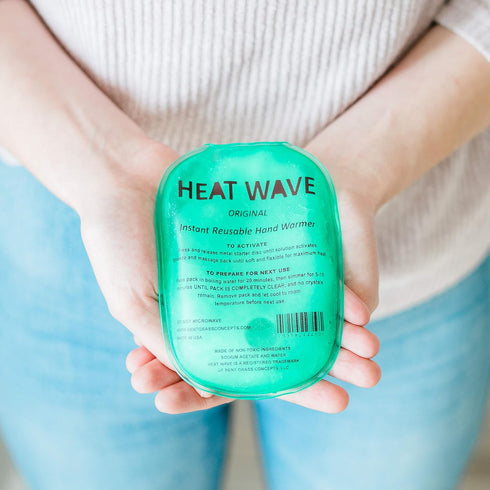 Heat Wave 3x5 Reusable Click Instant Heat Hand Warmer, Small Green, 4 Pack