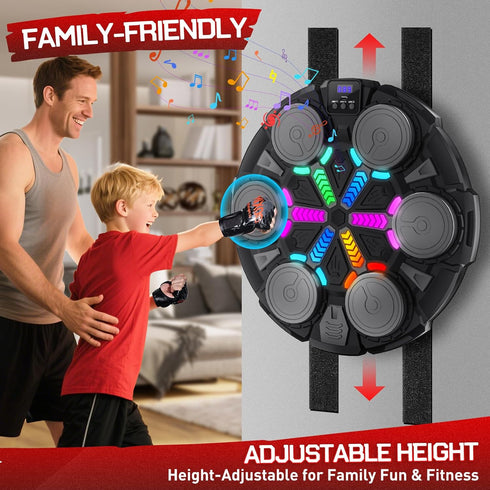 Music Boxing Machine for Adults and Kids, Smart Bluetooth Boxing Training Equipment with Gloves & Rhythm Games,Wall