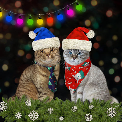 Christmas Adjustable Dog Ties Set - 85 Pcs Includes Bow Tie, Neckties, Flower Bowknot, Bandana, Scarf for Xmas Puppy Cat