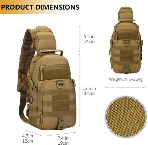 Packs Backpack Protector Plus Tactical Sling Bag Military MOLLE Crossbody Chest Shoulder (Patch Included)