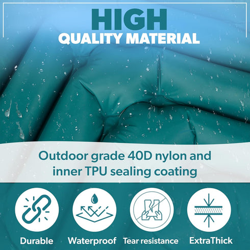 Inflatable Camping Sleeping Pad, Thick 4 Inch Ultralight Mat with Pillow and Built-in Foot Pump