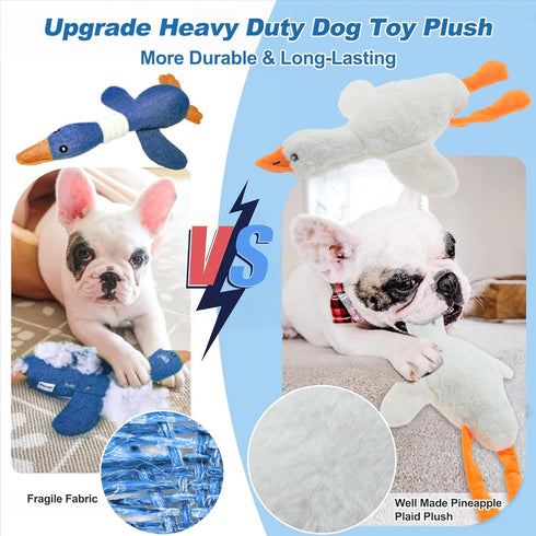 GLIDESMOOTH Dog Toys for Aggressive Chewers, Goose Chew Toy for Dogs, Squeaker Crinkle Plush Toy, Tough Interactive Dog