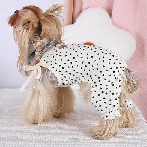 Dog Pajamas Summer Clothes for Small Dogs, Star Strap Puppy Onesie Pjs for Doggie, Beige, XL