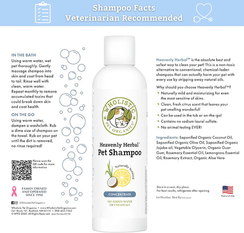 Wholistic Pet Organics Heavenly Herbal Pet Shampoo, 16 fl oz