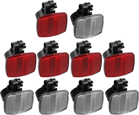 X AUTOHAUX 10pcs Mountain Bike Safety Warning Reflector Kit for Handlebar, Seatpost, Night Cycling, Red and White