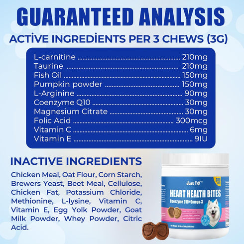 Q10 q10 Function-10.58oz Just Try Coenzyme Heart Heathy Bites for Dogs - Advanced & Taurine Supplement for Heart Health