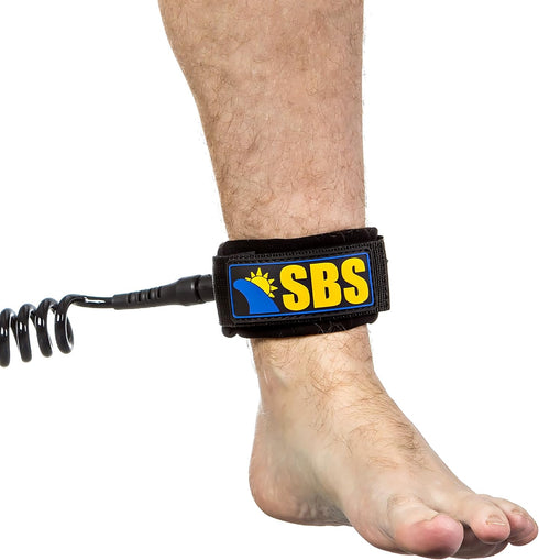 SBS Paddleboard Leash – 10ft Coiled SUP Leash with Comfortable Ankle Cuff for Stand Up Paddleboards