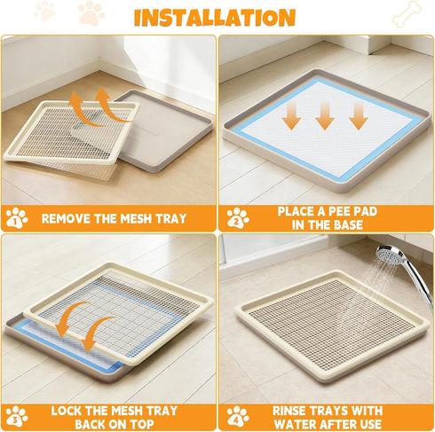 22 22 Inches Dog Pee Pad Holder for Small and Medium Dogs, Two-Layer Mesh Dog Potty Tray, Indoor Puppy Pad Holder