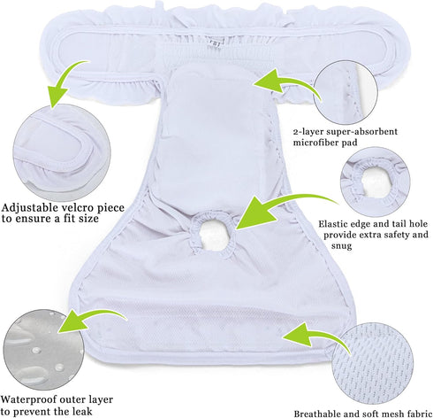 (4 Teamoy Washable Female Dog Diapers, Reusable Doggy Diaper Period Panties in Heat for Female Dog Pcs, M)