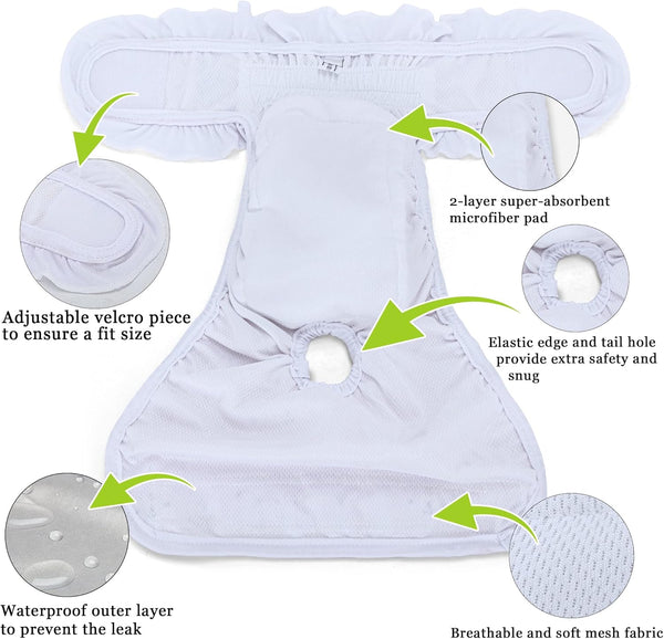 (4 Teamoy Washable Female Dog Diapers, Reusable Doggy Diaper Period Panties in Heat for Female Dog Pcs, M)