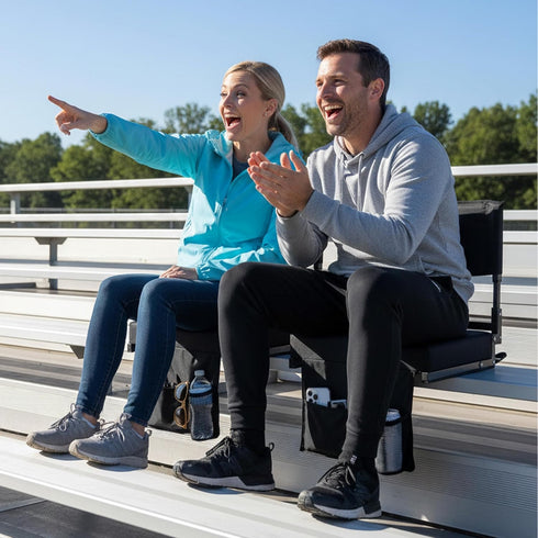 18.5in 3in Stadium Seats with High Back Support and Thick Foam Cushion Bleacher Chairs with Back and Cushion -Portable