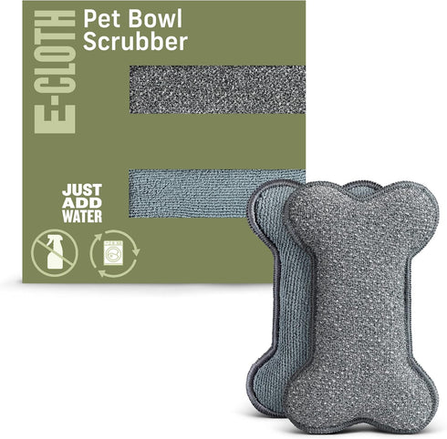 E-Cloth Pet Bowl Scrubber - Bone-Shaped Cleaning Scrubber, Reusable, 100 Wash Guarantee, 2 Pack