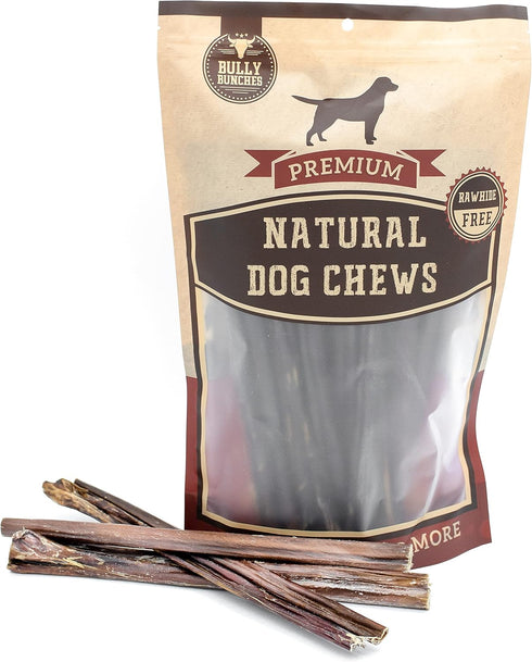Bully Bunches All Natural 12 Inch Beef Jerky Sticks – Soft and Crunchy Gullet Chews - Odor Free, Rawhide Free