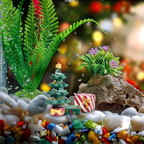 Christmas Aquarium Decoration Set - Miniature Resin Ornaments for Fish Tank Supplies and Table Decor