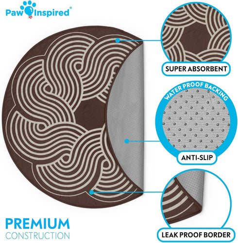 2ct 36") Paw Inspired Round Designer Dog Pads | Premium Washable Pee Pads | Reusable Puppy Pads for Potty Training