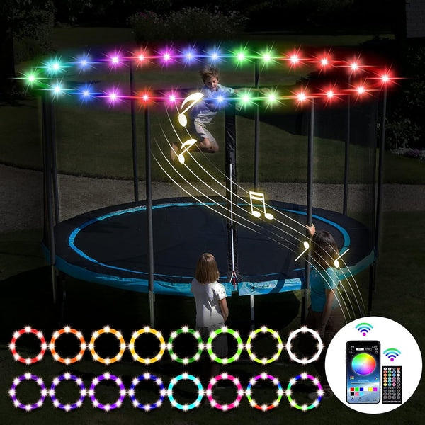 SUVEUS 52Ft Trampoline Lights, Waterproof LED Lights for 16Ft 15Ft 14Ft 12Ft 10Ft