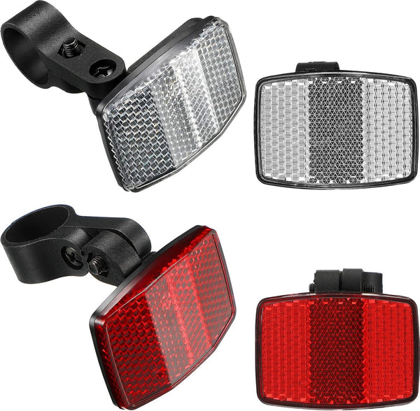 HESTYA 4 Pieces Bike Reflectors Kit, Front and Rear Safety Warning Reflectors for Handlebar and Seatpost