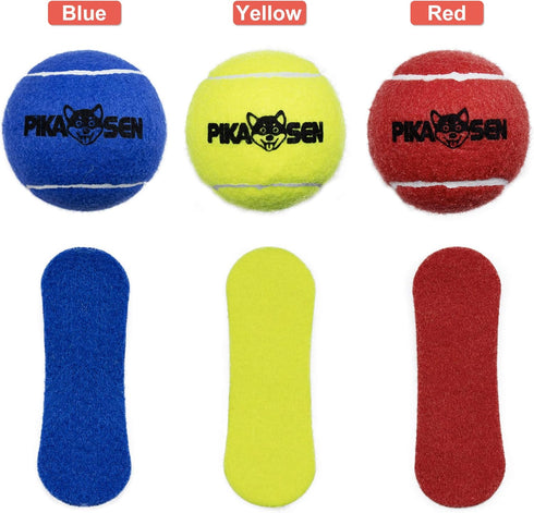 Dog Squeaky Tennis Balls - Premium Strong Dog & Puppy Balls in 3 Sizes for Training and Play, Red Yellow Blue