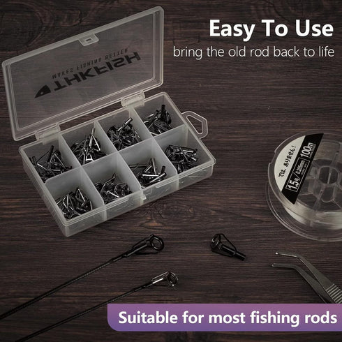 THKFISH Rod Tip Repair Kit, Fishing Stainless Steel Ceramic Ring Guide Replacement, 30pcs Big Style, 6 Sizes