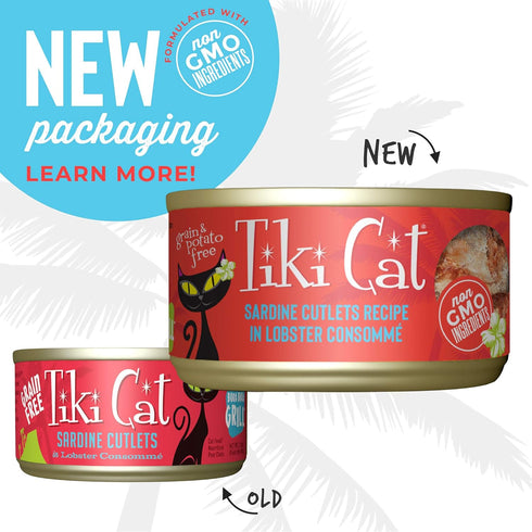 Tiki Cat Grill Wet Cat Food, Sardine Cutlets in Lobster Consommé, 2.8 oz Cans, 12 Count