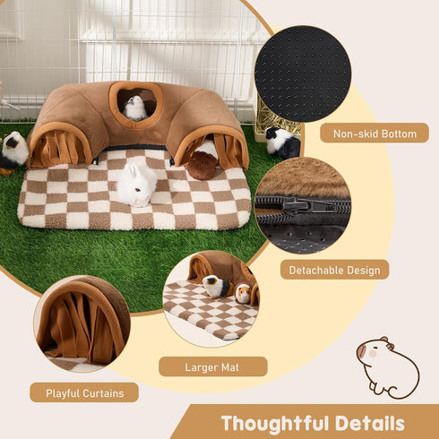 Chinchillas Avont Guinea Pig Hideout Tunnel, Large Hideaway Play Tube Toys Mat for Small Animal Dwarf Rabbits Bunny