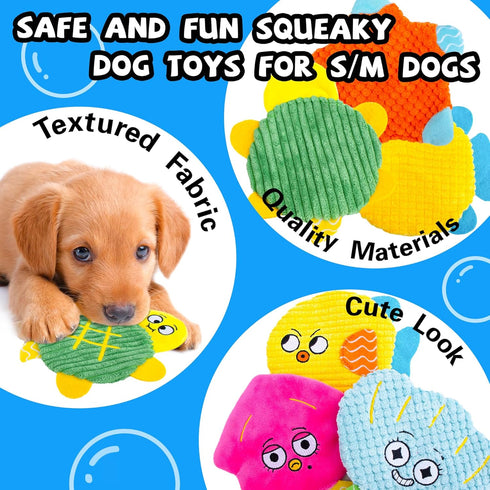 No Stuffing Dog Toys 10 Pack | Squeaky Crinkle Dog Toys for Small Medium Dogs, Interactive Teething Chew Toys
