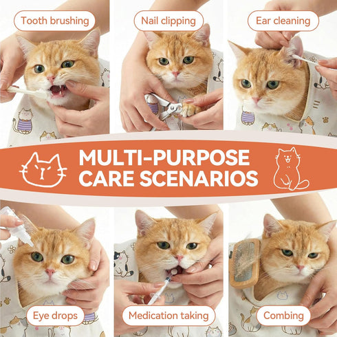 27.6" BFNN Cat Grooming Wrap for Cutting Nails, Anti-Escape Calming Cat Swaddle Wrap for Medicine, Nail Clipping, Teeth