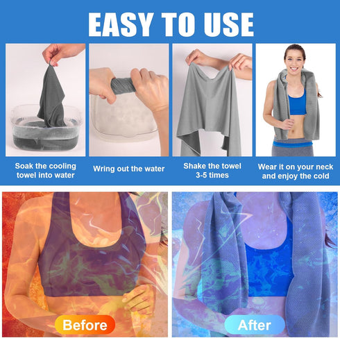 NUOYEE 4 Pack (Multicolor-03) Cooling Towel for Neck and Face,Ice Towel for Hiking Camping Riding Tennis Yoga Fitness