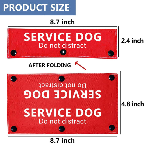 Service Dog/I Get Nervous Funny Dog Leash Sleeve 2 Set, Black and Red, Do Not Distract Dog Wrap