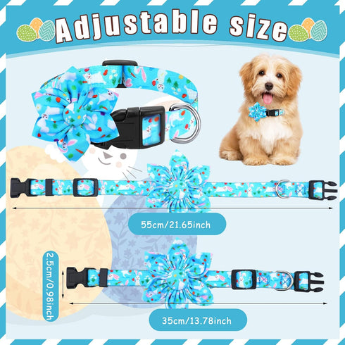 6 Pcs Easter Day Dog Collar with Flower Easter Day Adjustable Holiday Dog Collars Safety Buckle Nylon Dog Collar for Female Male Small Medium Large Pet Dogs(Large)