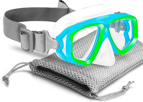 OMGear Kids Swim Goggles with Nose Cover, Fabric Strap Dive Snorkel Mask for Children (4-16)