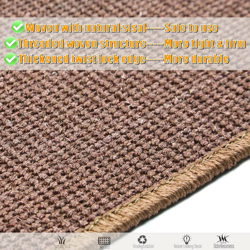 Cat Scratching Mat, 23.6 x 15.7inch Sisal Cat Scratchers for Indoor Cats, Horizontal Scratcher (Dark Brown)
