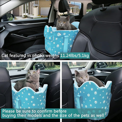 15lbs,Detachable Cullaby Center Console Dog Car Seat for Small Dogs Under Washable Booster Pet Car Seat Travel Bed