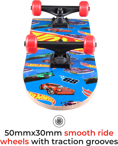 Hot Wheels 31 Inch Skateboard, 9-Ply Maple Desk Skate Board for Cruising, Carving, Tricks, and Downhill