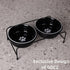 Porcelain Raised Cat or Small Dog Bowls - Heightened Metal Stand with Non-Slip Bottom, 15 Ounces (Black)