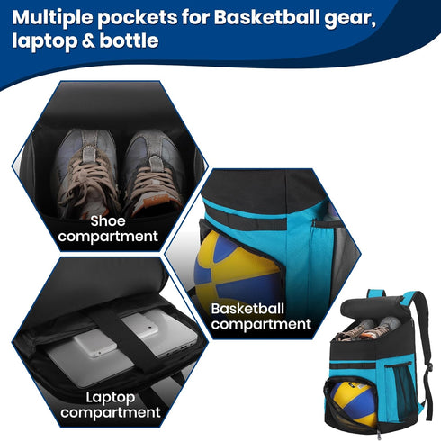 Backpack Hsmihair Basketball Large Sports Bag for Men&Youth,Gym Bag with Separate Ball & Shoes Compartment,Travel Bag