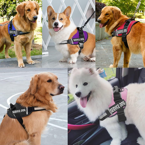Dog Harness, No-Pull Service Dog Vest with Handle, Adjustable 3M Reflective Nylon Material for Small Medium Large Dogs