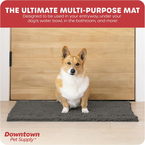 My Doggy Place Microfiber Dog Mat for Muddy Paws, 31" x 20" Ash, Absorbent Quick-Drying Dog Cleaning Mat
