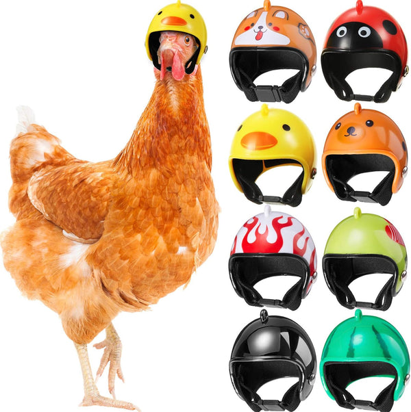Skylety 8 Pieces Hens Helmet, Chicken Pet Safety Helmet, Funny Bird Hat Headwear for Chicken, Parrot, Parakeet