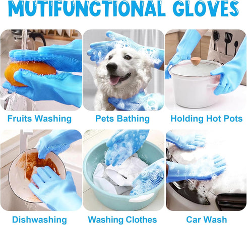 Pet Washing Gloves - Dog and Cat Shampoo Bathing Gloves, High Density Bristles for Gentle Grooming and Massage