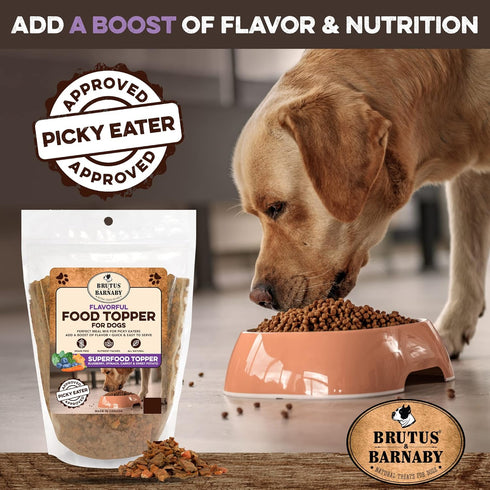 Dog Food Topper - Super Foods, Healthy Vegan Flavor Mix for Picky Eaters, Blueberries, Carrots, Spinach, Sweet Potato,