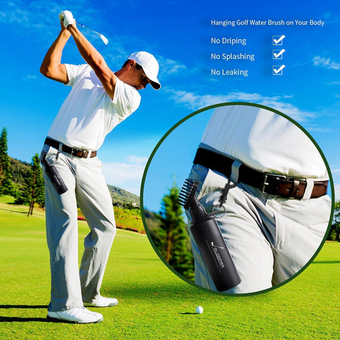 Golf Club Cleaner Brush with Retainer Clip, 8 Ounces Leakproof Water Brush, Nylon Golf Accessories Gift for Men